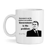 Ronald Reagan - Government is the Problem - High quality ceramic white mug - High quality ceramic white mug